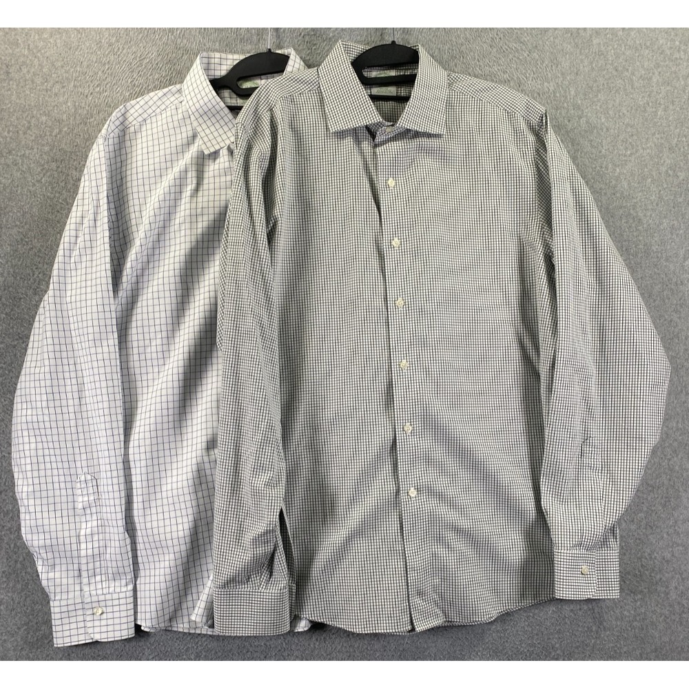 Brooks Brothers Milano Non Iron Dress Shirts Men 17-36 Bundle of 2 Gingham